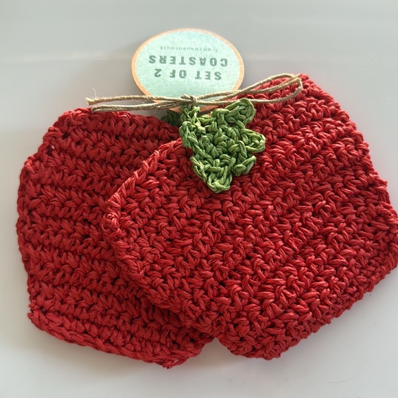 NEW Anthropologie Ischia Woven Tomato Coasters, Set of 2 - Picture 6 of 6